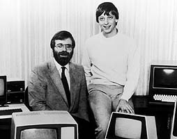 Paul Allen and Bill Gates surrounded by personal computers on October 19, 1981, shortly after signing a contract with IBM to write software for the IBM PC